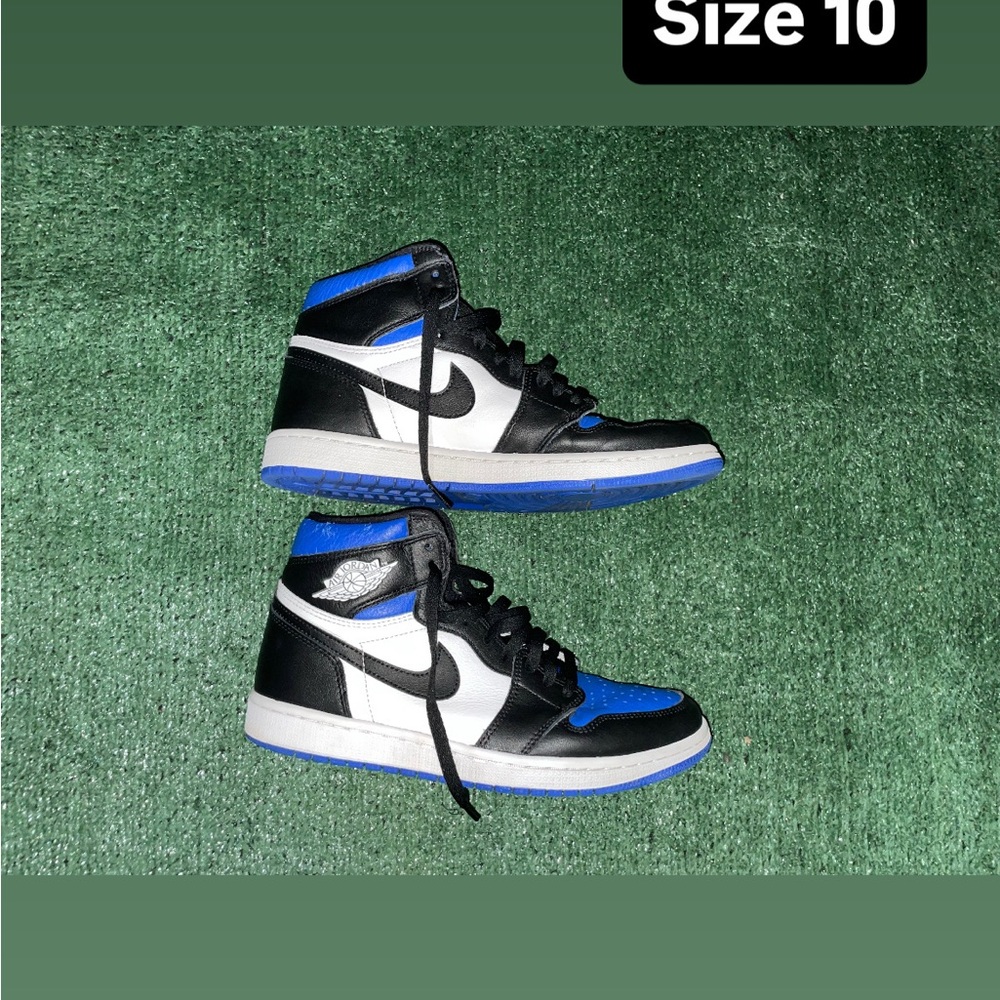 Royal Toe 1s Nike Air Jordan High-Top Sneakers - Black, Blue, White